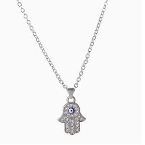 NEW - Silver Evil eye necklace, Blue evil eye jewelry, Stylish Protection Charm